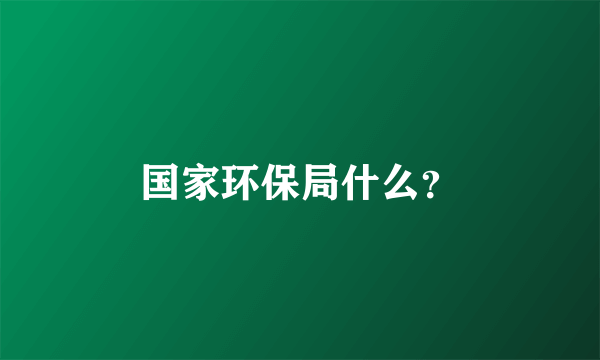 国家环保局什么？