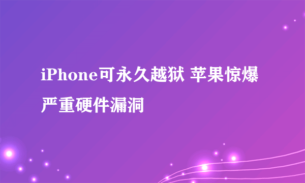 iPhone可永久越狱 苹果惊爆严重硬件漏洞