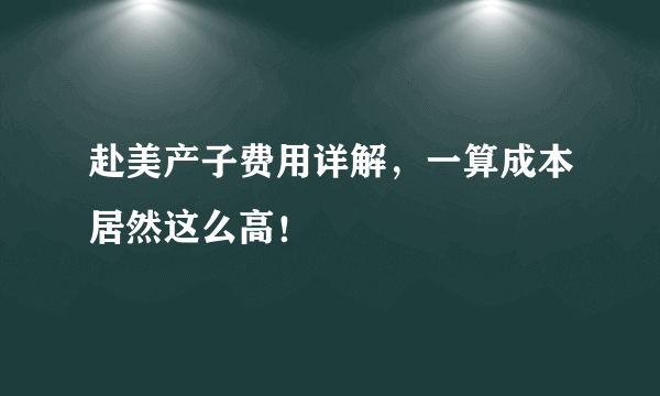 赴美产子费用详解，一算成本居然这么高！