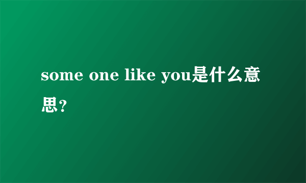 some one like you是什么意思？