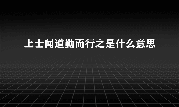 上士闻道勤而行之是什么意思