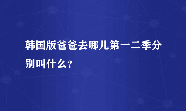 韩国版爸爸去哪儿第一二季分别叫什么？