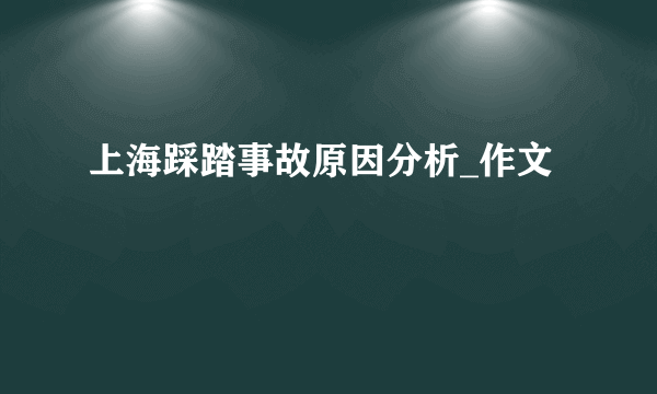 上海踩踏事故原因分析_作文