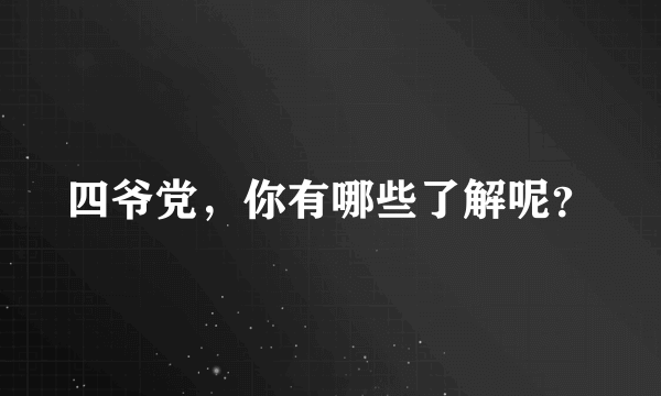 四爷党，你有哪些了解呢？