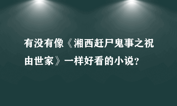 有没有像《湘西赶尸鬼事之祝由世家》一样好看的小说？