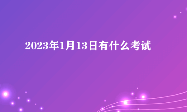 2023年1月13日有什么考试