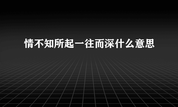 情不知所起一往而深什么意思