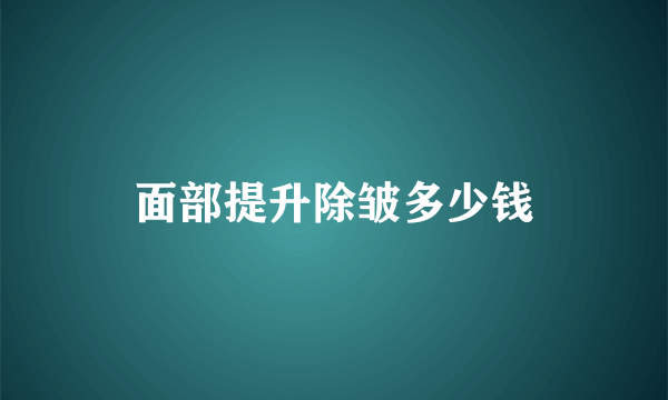 面部提升除皱多少钱