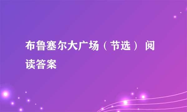 布鲁塞尔大广场（节选） 阅读答案