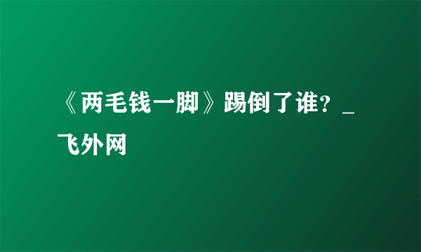 《两毛钱一脚》踢倒了谁？_飞外网