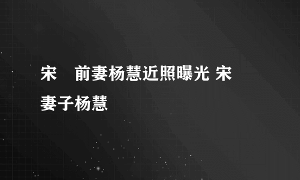 宋喆前妻杨慧近照曝光 宋喆妻子杨慧