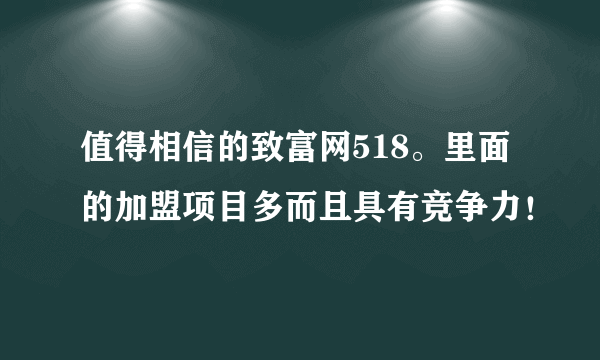 值得相信的致富网518。里面的加盟项目多而且具有竞争力！