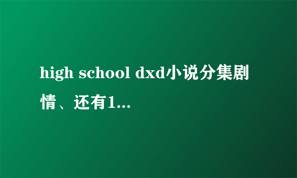 high school dxd小说分集剧情、还有11卷一诚的死是什么情况。越详细越好