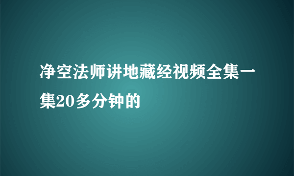 净空法师讲地藏经视频全集一集20多分钟的