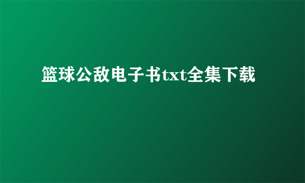 篮球公敌电子书txt全集下载