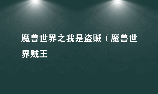 魔兽世界之我是盗贼（魔兽世界贼王