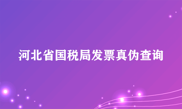 河北省国税局发票真伪查询