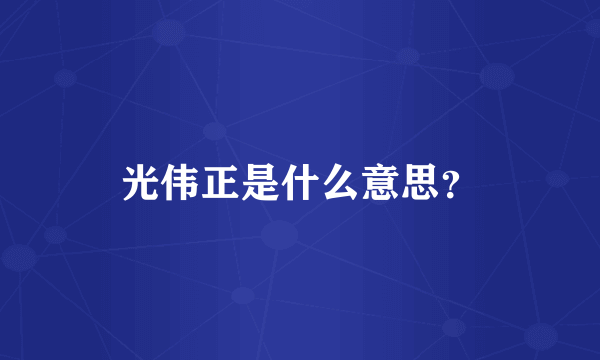 光伟正是什么意思？