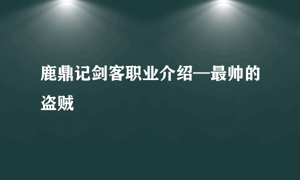 鹿鼎记剑客职业介绍—最帅的盗贼