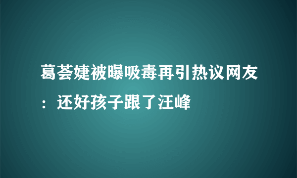 葛荟婕被曝吸毒再引热议网友：还好孩子跟了汪峰