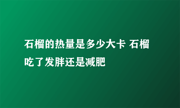 石榴的热量是多少大卡 石榴吃了发胖还是减肥