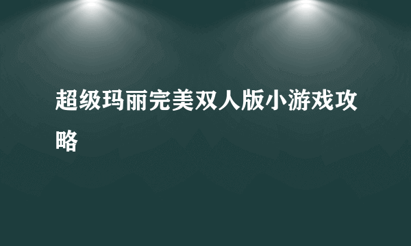 超级玛丽完美双人版小游戏攻略