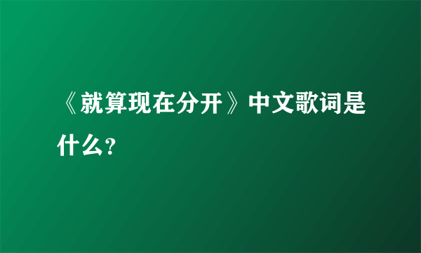 《就算现在分开》中文歌词是什么？