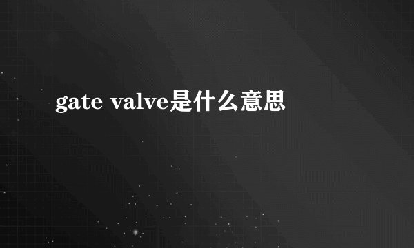 gate valve是什么意思