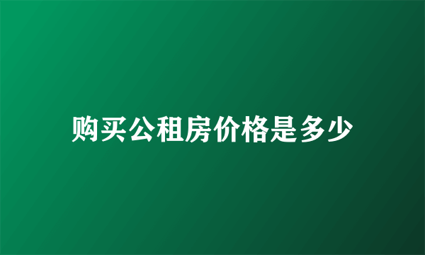 购买公租房价格是多少