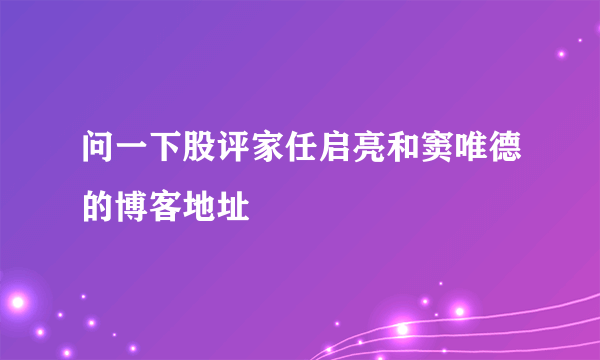 问一下股评家任启亮和窦唯德的博客地址