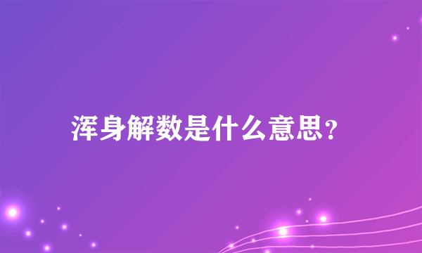 浑身解数是什么意思？