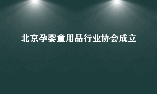 北京孕婴童用品行业协会成立