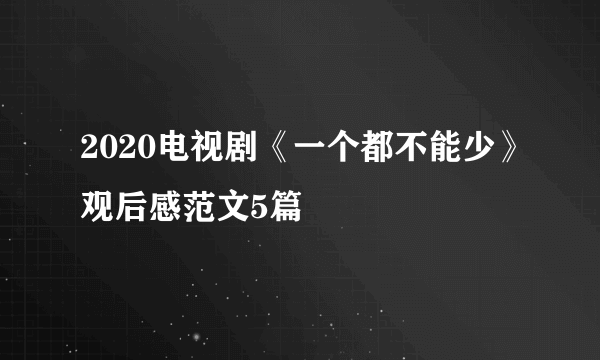 2020电视剧《一个都不能少》观后感范文5篇