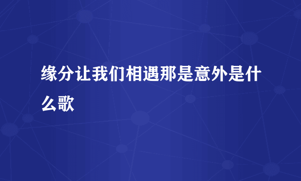 缘分让我们相遇那是意外是什么歌