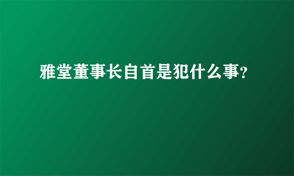 雅堂董事长自首是犯什么事？