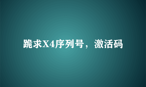 跪求X4序列号，激活码