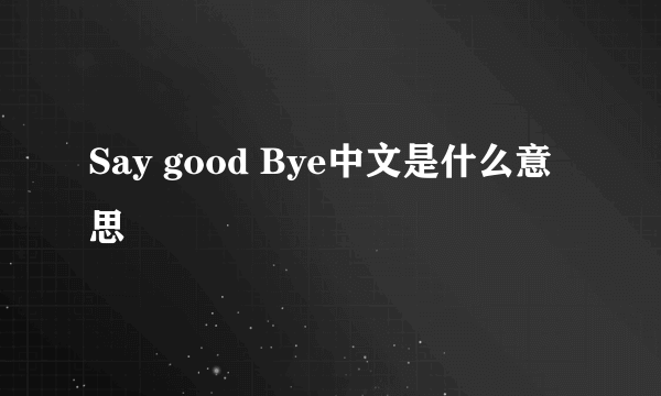 Say good Bye中文是什么意思