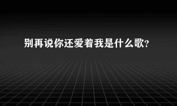 别再说你还爱着我是什么歌？