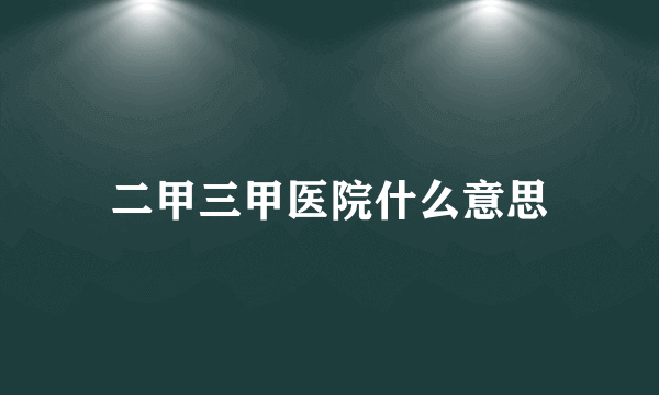 二甲三甲医院什么意思