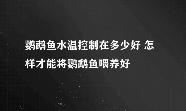 鹦鹉鱼水温控制在多少好 怎样才能将鹦鹉鱼喂养好