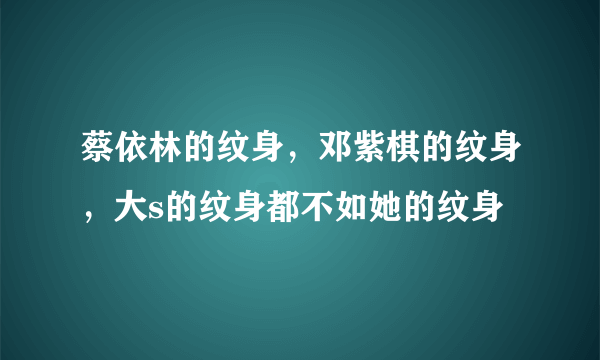 蔡依林的纹身，邓紫棋的纹身，大s的纹身都不如她的纹身