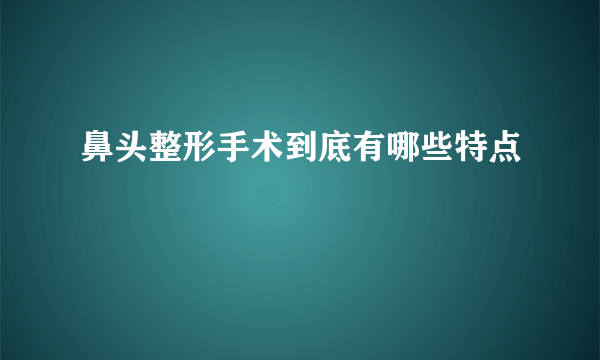 鼻头整形手术到底有哪些特点