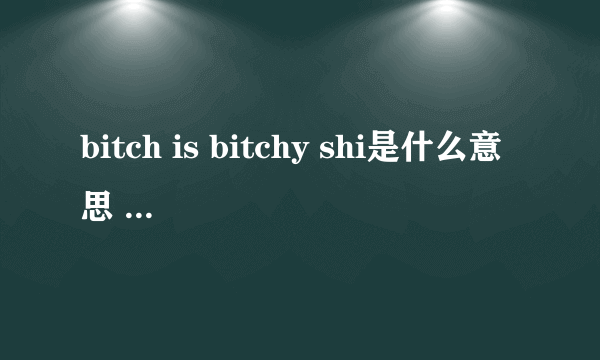 bitch is bitchy shi是什么意思 求速度说