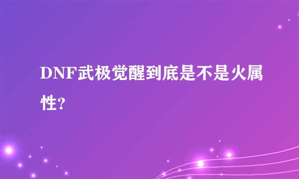 DNF武极觉醒到底是不是火属性？