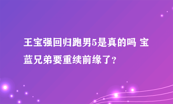 王宝强回归跑男5是真的吗 宝蓝兄弟要重续前缘了？