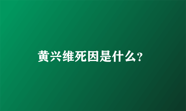 黄兴维死因是什么？