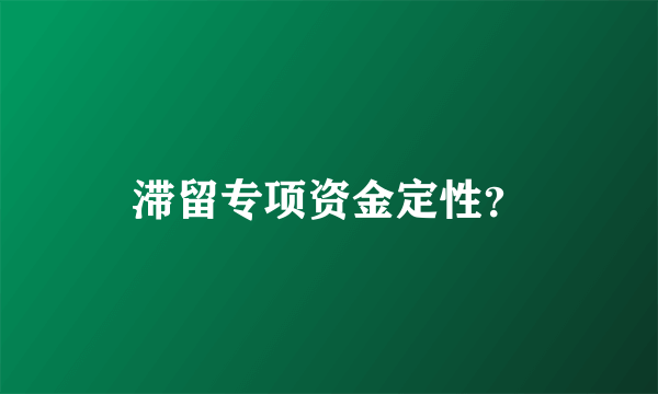 滞留专项资金定性？