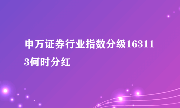 申万证券行业指数分级163113何时分红