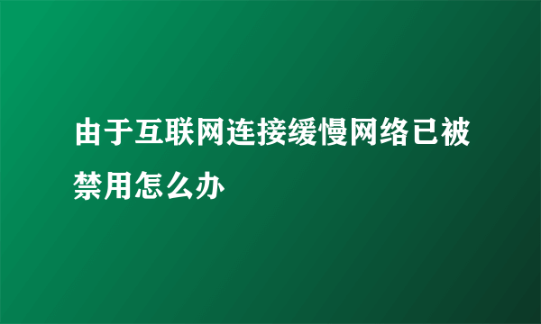 由于互联网连接缓慢网络已被禁用怎么办