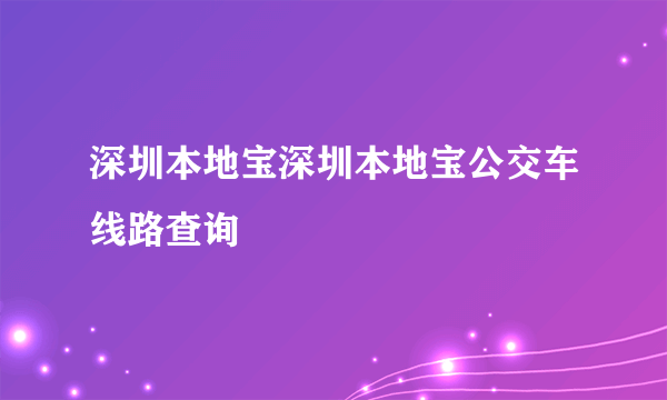 深圳本地宝深圳本地宝公交车线路查询